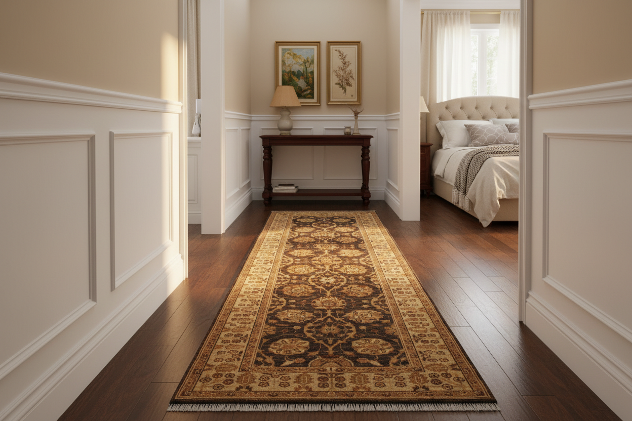 handmade Transitional Kafkaz Gray Ivory Hand Knotted RUNNER 100% WOOL area rug 3' x 25'