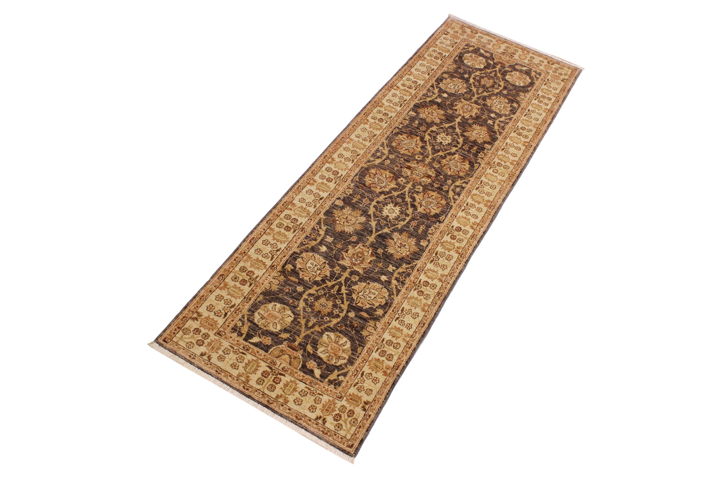 handmade Transitional Kafkaz Gray Ivory Hand Knotted RUNNER 100% WOOL area rug 3' x 25'