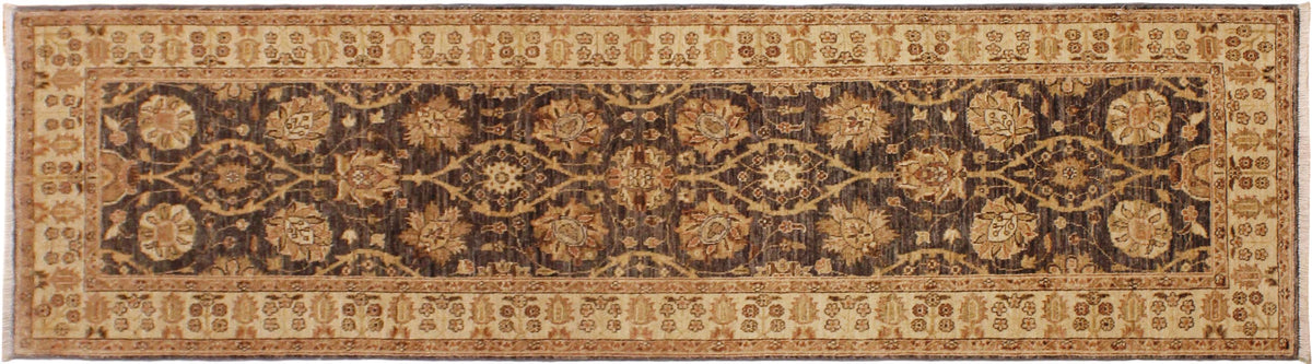 handmade Transitional Kafkaz Gray Ivory Hand Knotted RUNNER 100% WOOL area rug 3' x 25'