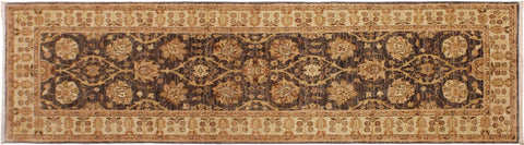 handmade Transitional Kafkaz Gray Ivory Hand Knotted RUNNER 100% WOOL area rug 3' x 25'