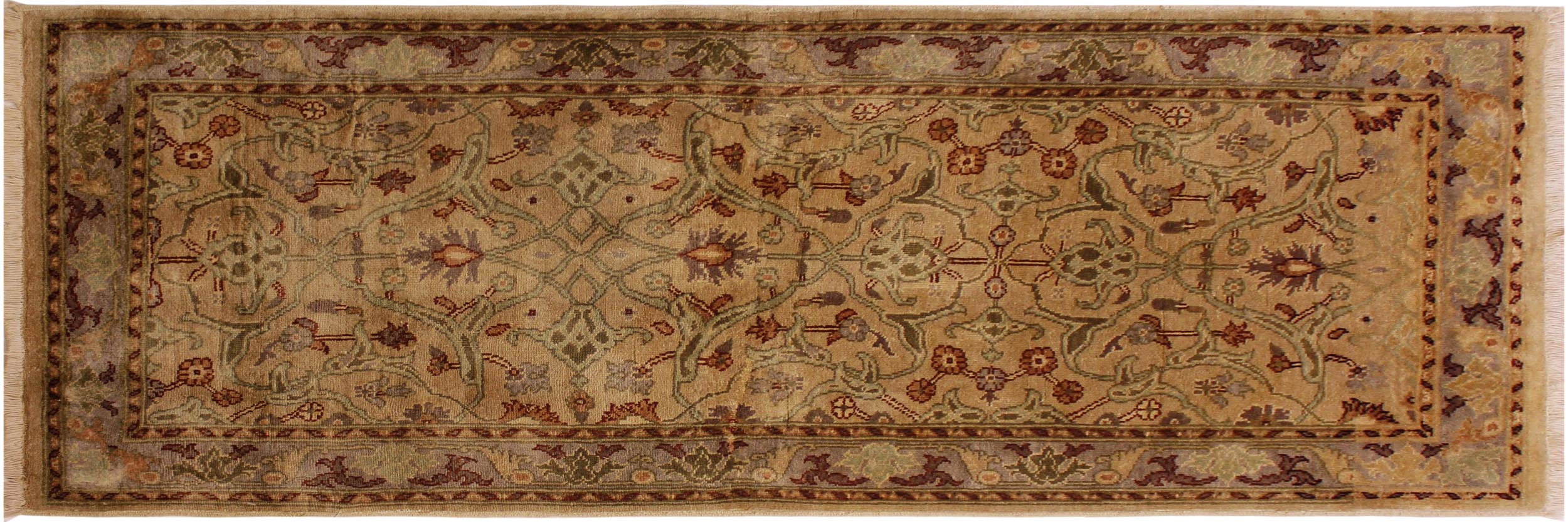 handmade Transitional Kafkaz Tan Gray Hand Knotted RUNNER 100% WOOL area rug 3' x 6'