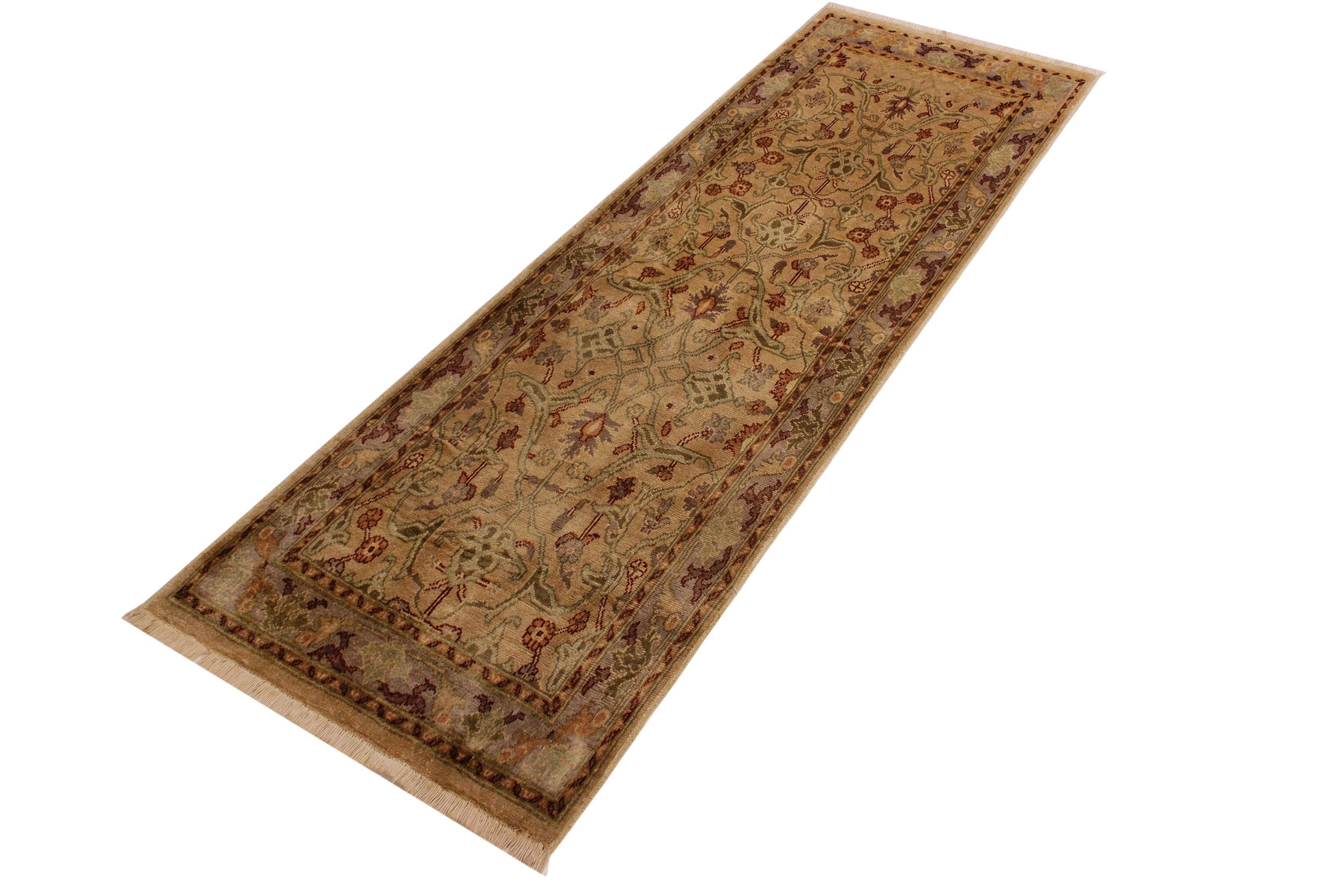 handmade Transitional Kafkaz Tan Gray Hand Knotted RUNNER 100% WOOL area rug 3' x 6'