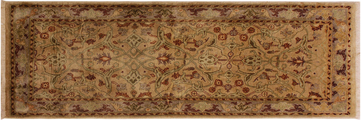 handmade Transitional Kafkaz Tan Gray Hand Knotted RUNNER 100% WOOL area rug 3' x 6'