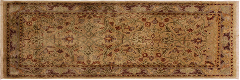 handmade Transitional Kafkaz Tan Gray Hand Knotted RUNNER 100% WOOL area rug 3' x 6'