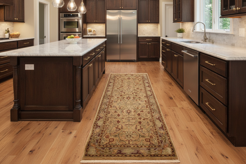 handmade Transitional Kafkaz Tan Gray Hand Knotted RUNNER 100% WOOL area rug 3' x 6'