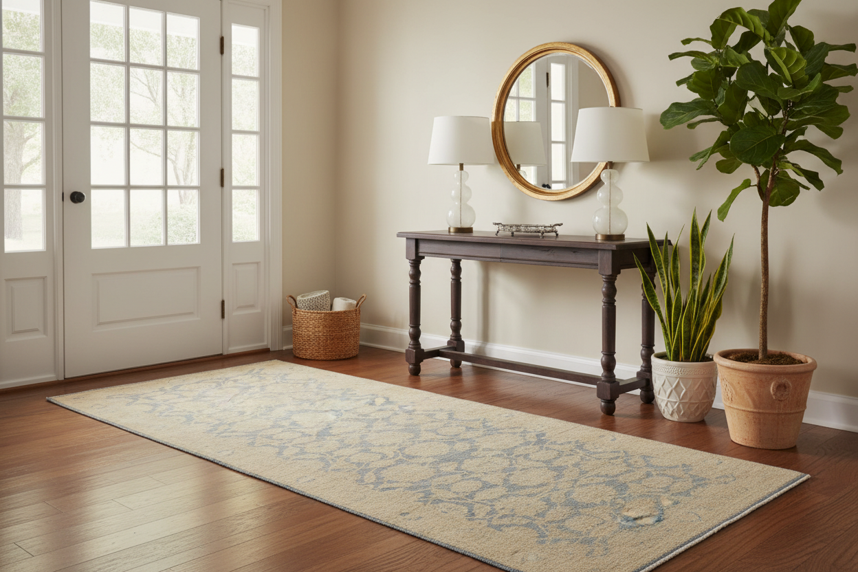 handmade Transitional Kafkaz Lt. Blue Lt. Gold Hand Knotted RUNNER 100% WOOL area rug 4' x 11'