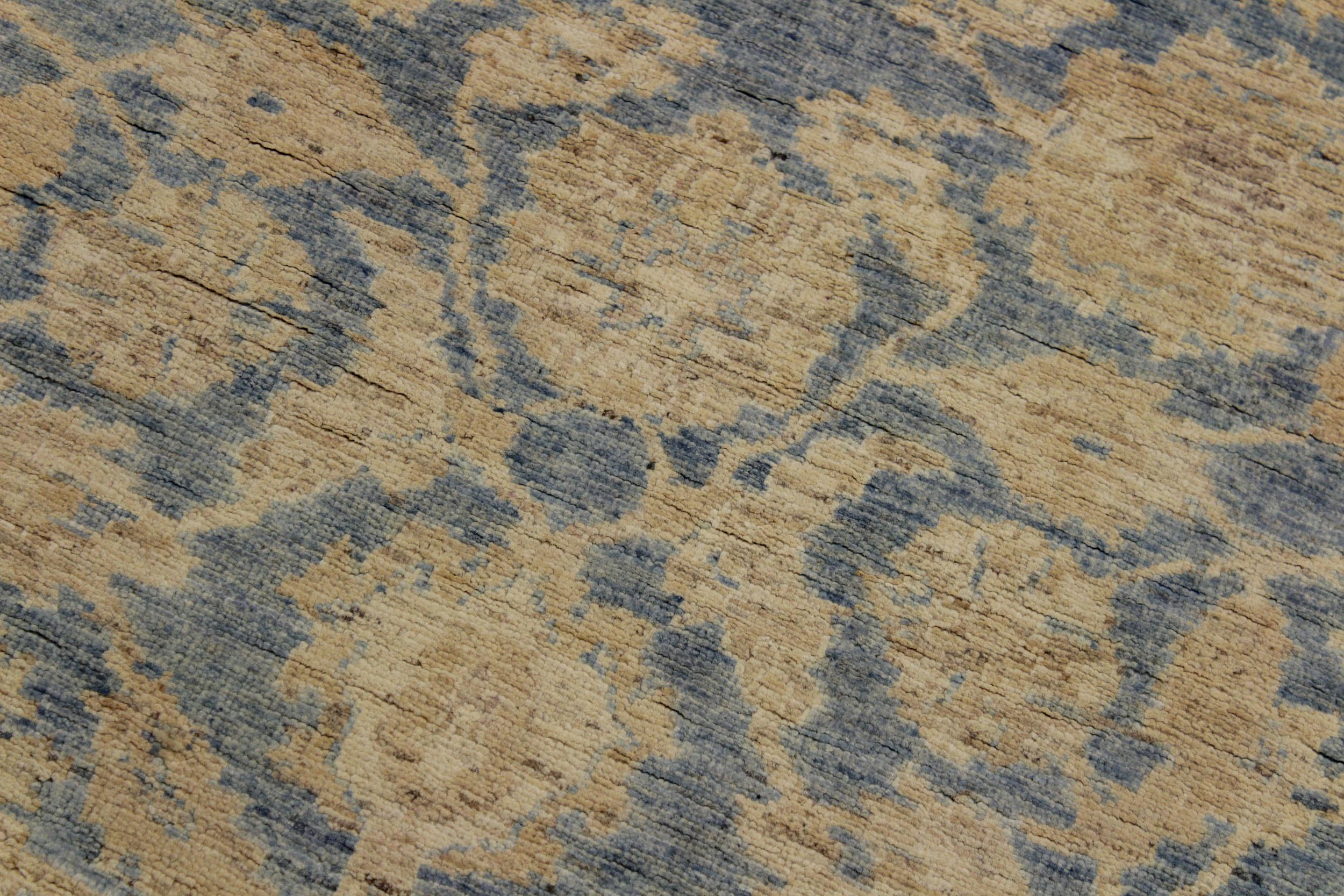 handmade Transitional Kafkaz Lt. Blue Lt. Gold Hand Knotted RUNNER 100% WOOL area rug 4' x 11'