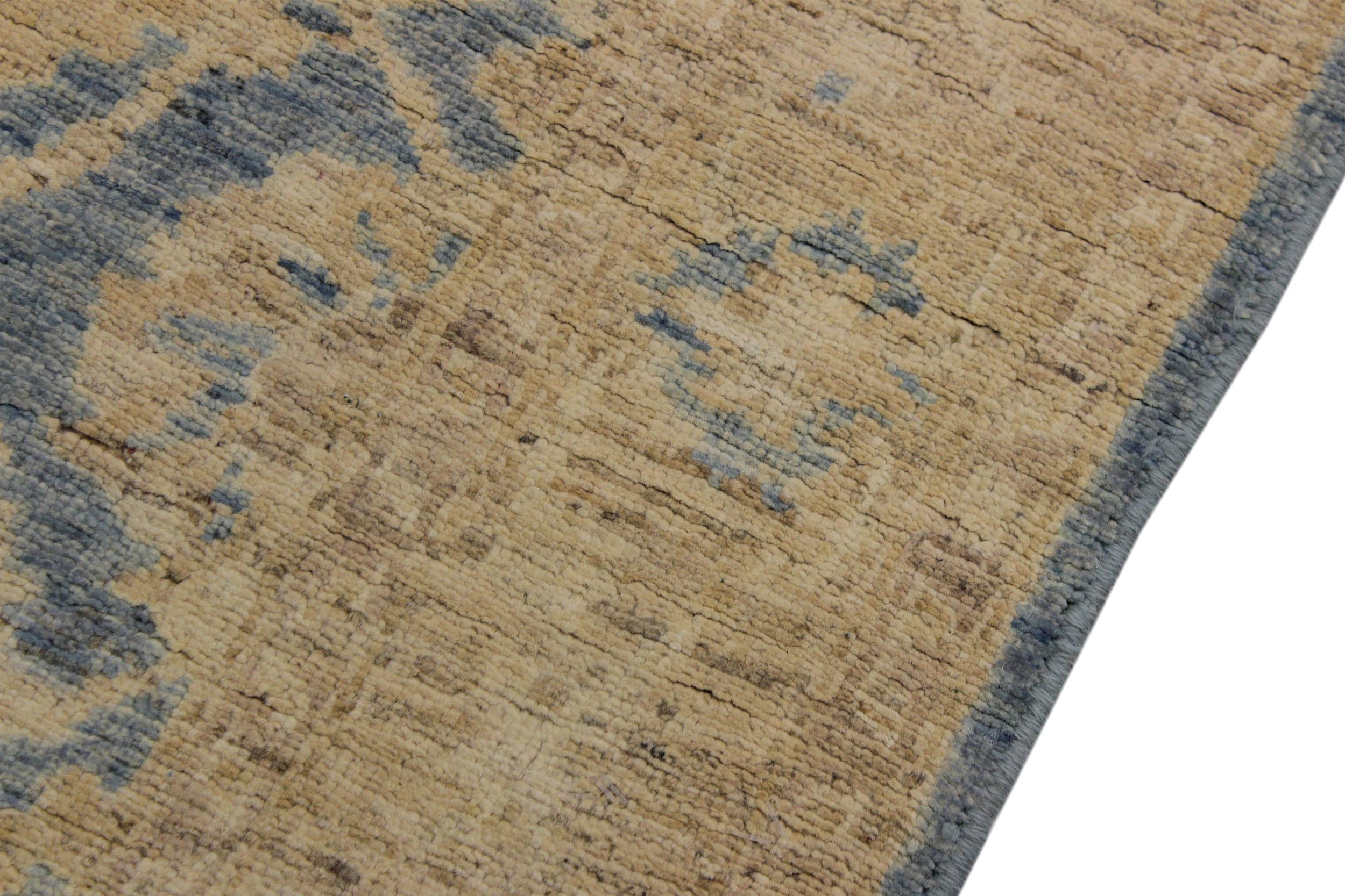 handmade Transitional Kafkaz Lt. Blue Lt. Gold Hand Knotted RUNNER 100% WOOL area rug 4' x 11'