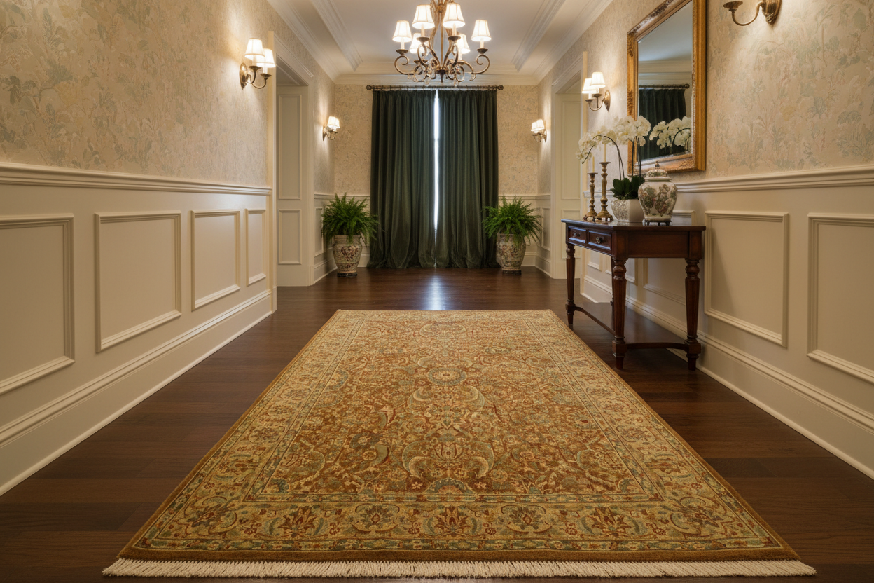 handmade Transitional Qaseem Bond Brown Tan Hand Knotted RECTANGLE 100% WOOL area rug 4x6