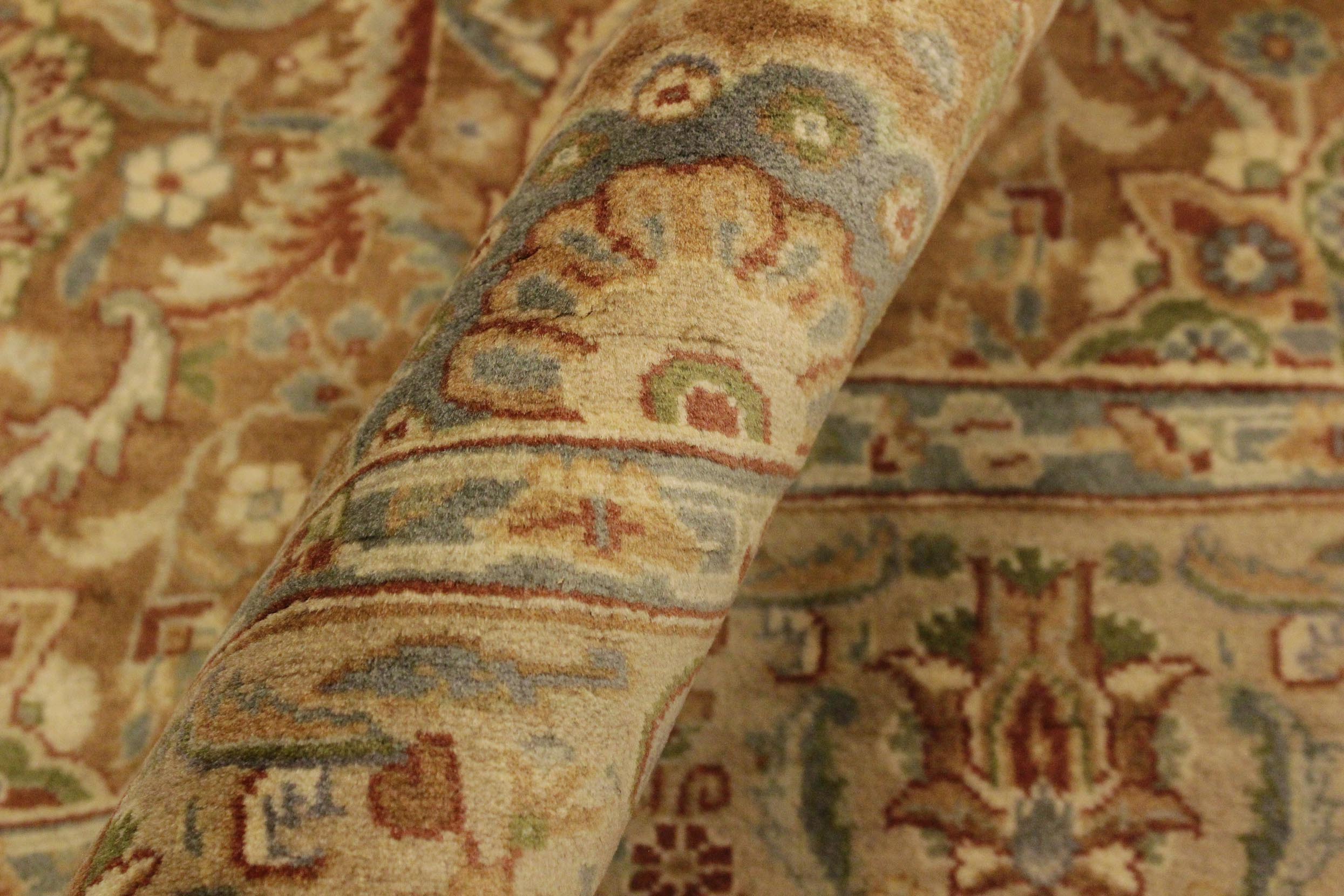 handmade Transitional Qaseem Bond Brown Tan Hand Knotted RECTANGLE 100% WOOL area rug 4x6