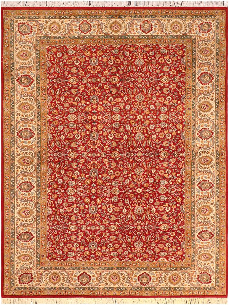 handmade Traditional Regular Red Beige Hand Knotted RECTANGLE 100% WOOL area rug 6x9