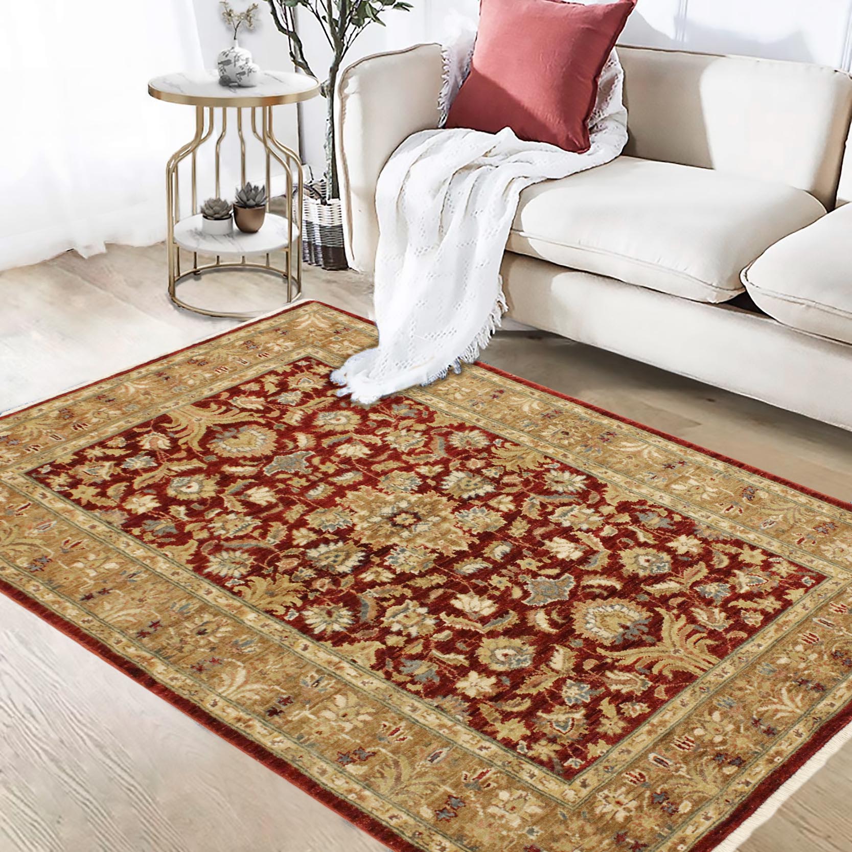 handmade Traditional Kafkaz Red Gold Hand Knotted RECTANGLE 100% WOOL area rug 4x6