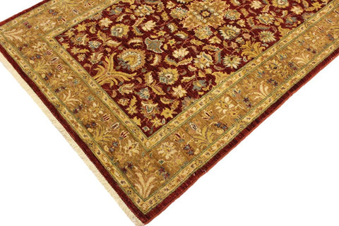 handmade Transitional Kafkaz Red Gold Hand Knotted RECTANGLE 100% WOOL area rug 4X6