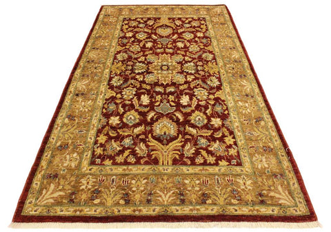 handmade Transitional Kafkaz Red Gold Hand Knotted RECTANGLE 100% WOOL area rug 4X6