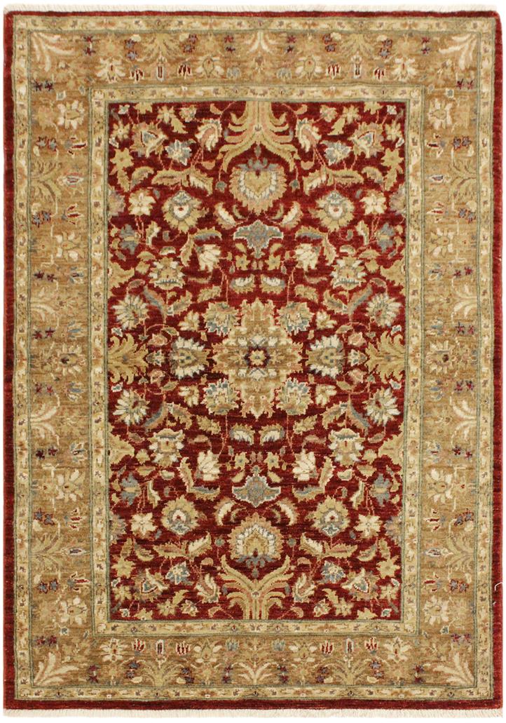 handmade Transitional Kafkaz Red Gold Hand Knotted RECTANGLE 100% WOOL area rug 4X6