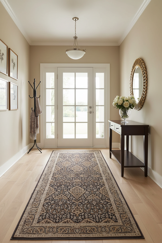 handmade Transitional Veg Dye Brown Gray Hand Knotted RUNNER 100% WOOL area rug 4' x 11'