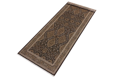 handmade Transitional Veg Dye Brown Gray Hand Knotted RUNNER 100% WOOL area rug 4' x 11'