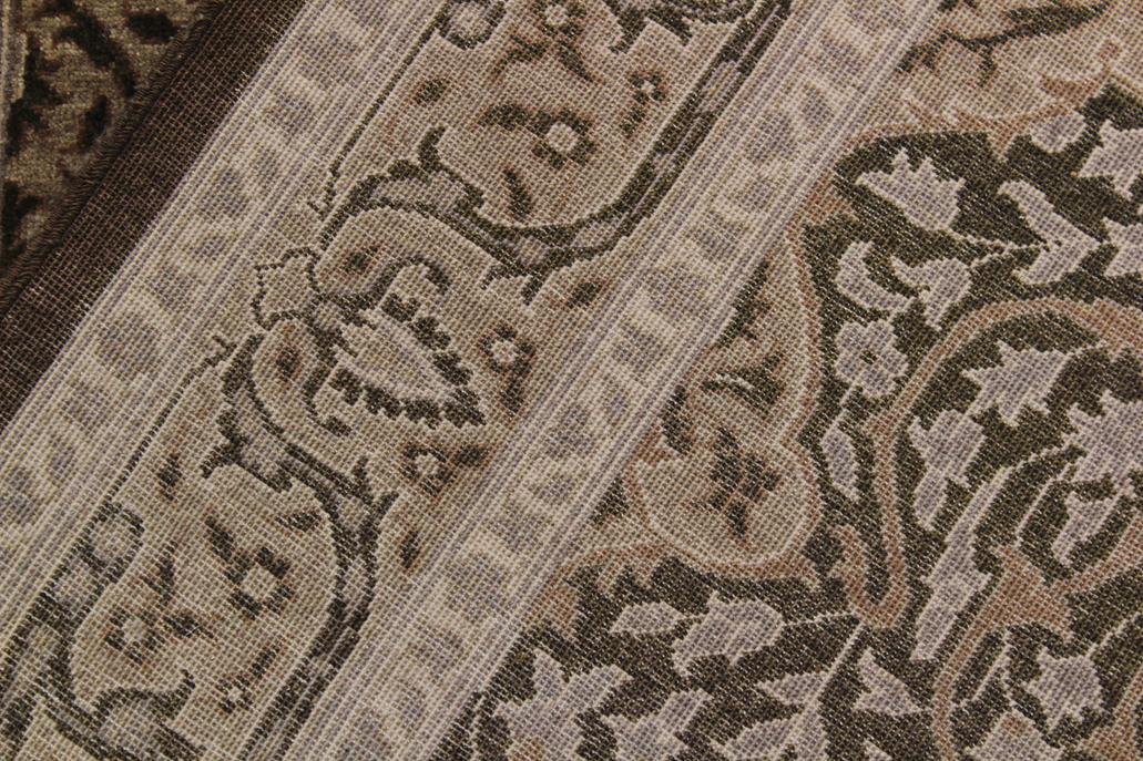 handmade Transitional Veg Dye Brown Gray Hand Knotted RUNNER 100% WOOL area rug 4'X11'