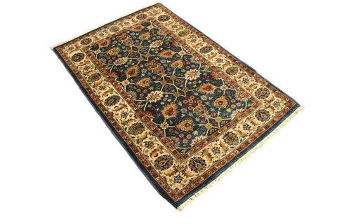 handmade Transitional Design Teal Ivory Hand Knotted RECTANGLE 100% WOOL area rug 3'X5'