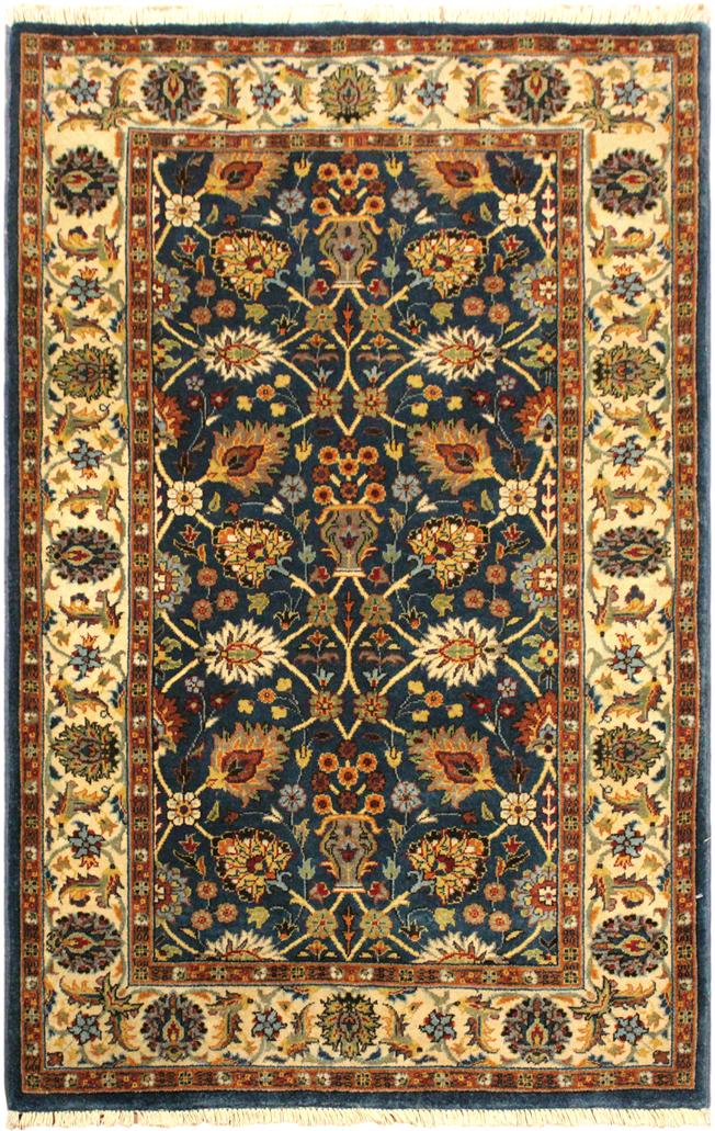 handmade Transitional Design Teal Ivory Hand Knotted RECTANGLE 100% WOOL area rug 3'X5'