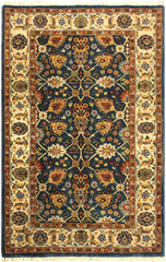 handmade Transitional Design Teal Ivory Hand Knotted RECTANGLE 100% WOOL area rug 3'X5'