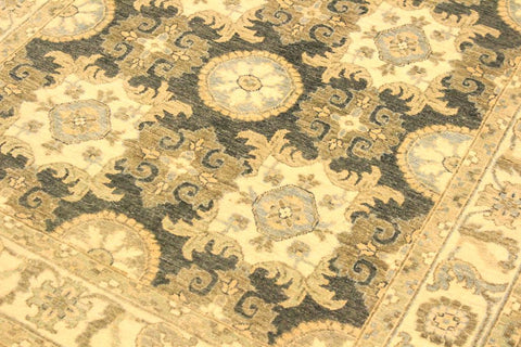 handmade Transitional Kafkaz Gray Ivory Hand Knotted RECTANGLE 100% WOOL area rug 4X6