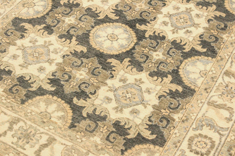 handmade Transitional Kafkaz Gray Ivory Hand Knotted RECTANGLE 100% WOOL area rug 4' x 6'