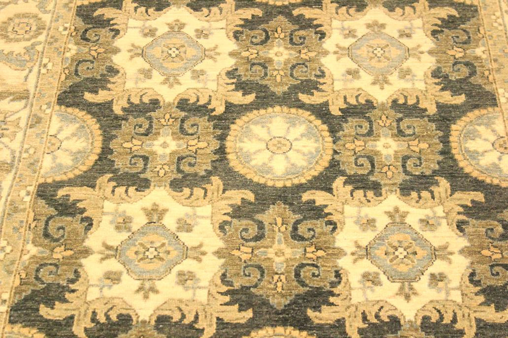 handmade Transitional Kafkaz Gray Ivory Hand Knotted RECTANGLE 100% WOOL area rug 4X6