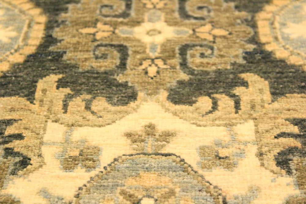 handmade Transitional Kafkaz Gray Ivory Hand Knotted RECTANGLE 100% WOOL area rug 4X6