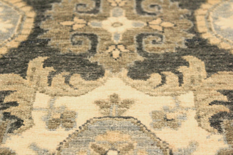 handmade Transitional Kafkaz Gray Ivory Hand Knotted RECTANGLE 100% WOOL area rug 4' x 6'
