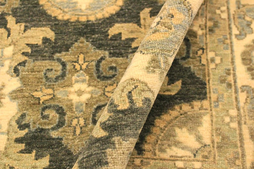 handmade Transitional Kafkaz Gray Ivory Hand Knotted RECTANGLE 100% WOOL area rug 4X6