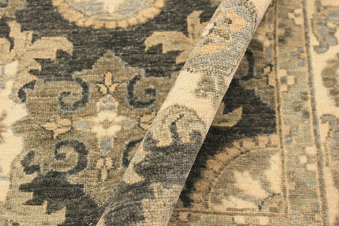 handmade Transitional Kafkaz Gray Ivory Hand Knotted RECTANGLE 100% WOOL area rug 4' x 6'