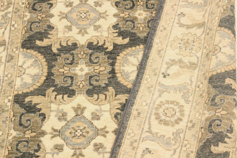 handmade Transitional Kafkaz Gray Ivory Hand Knotted RECTANGLE 100% WOOL area rug 4' x 6'