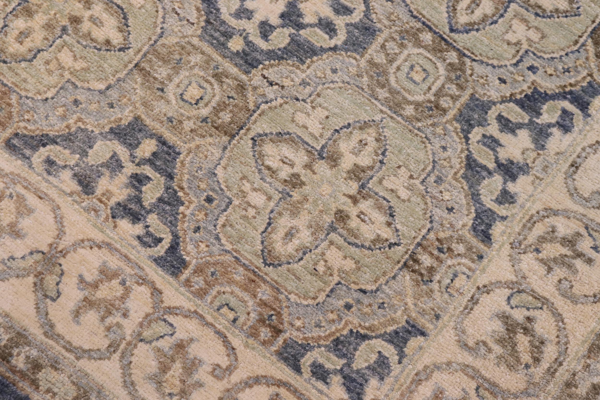 handmade Transitional Kafkaz Blue Tan Hand Knotted RECTANGLE 100% WOOL area rug 3' x 5'
