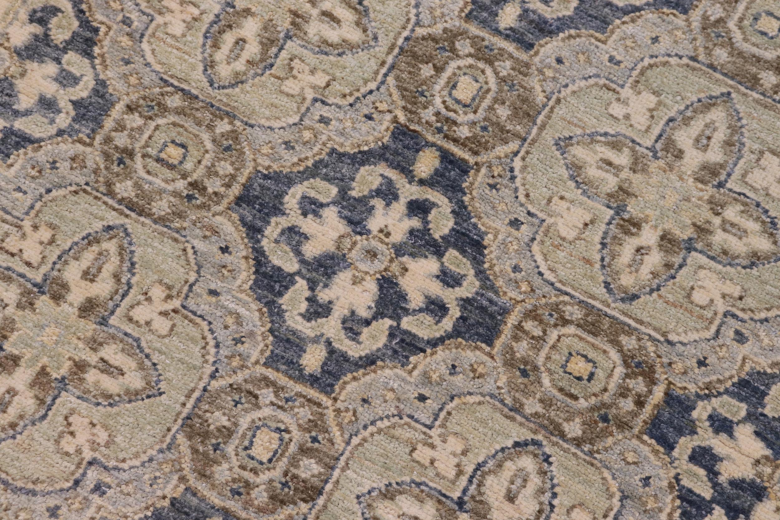 handmade Transitional Kafkaz Blue Tan Hand Knotted RECTANGLE 100% WOOL area rug 3' x 5'