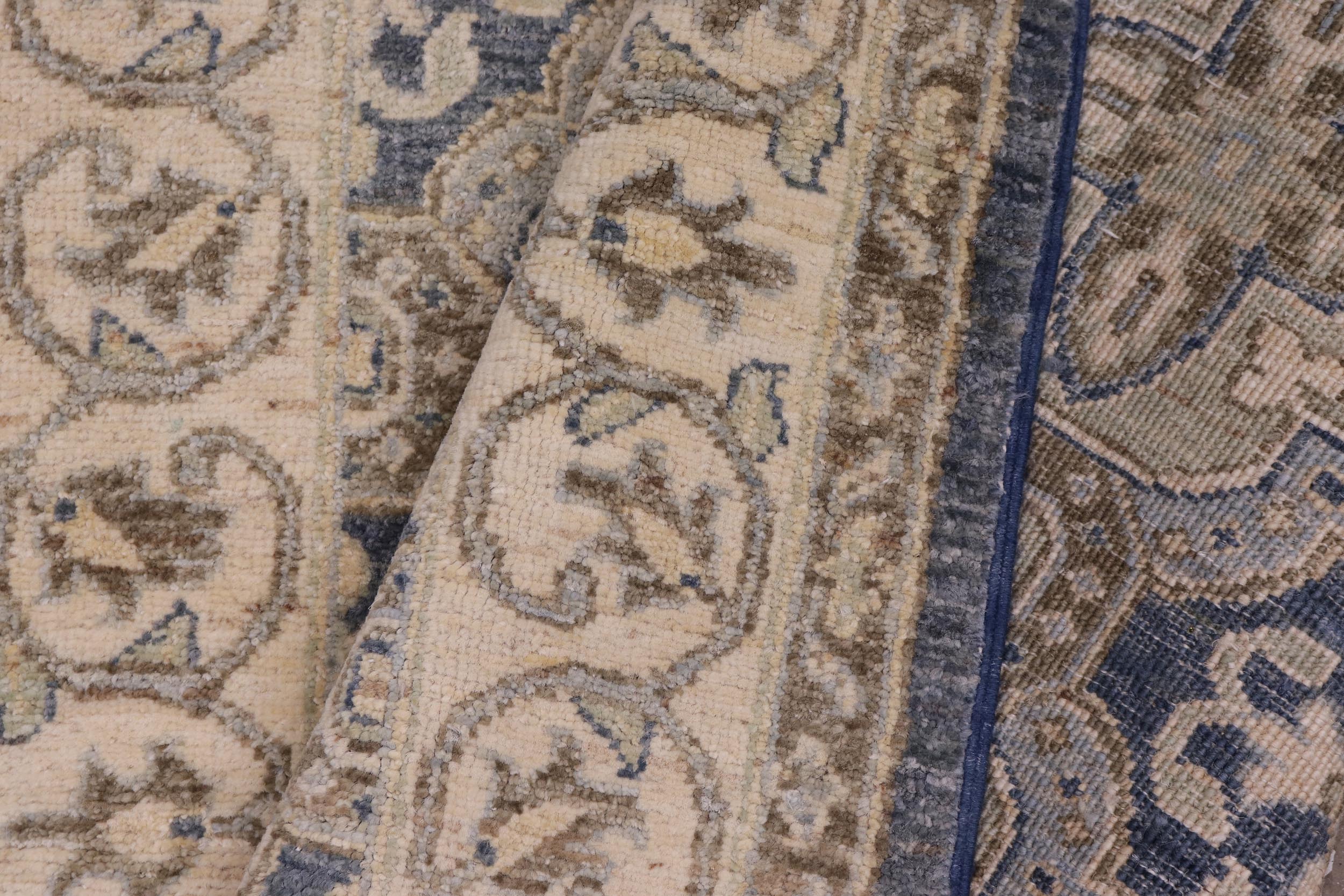 handmade Transitional Kafkaz Blue Tan Hand Knotted RECTANGLE 100% WOOL area rug 3' x 5'