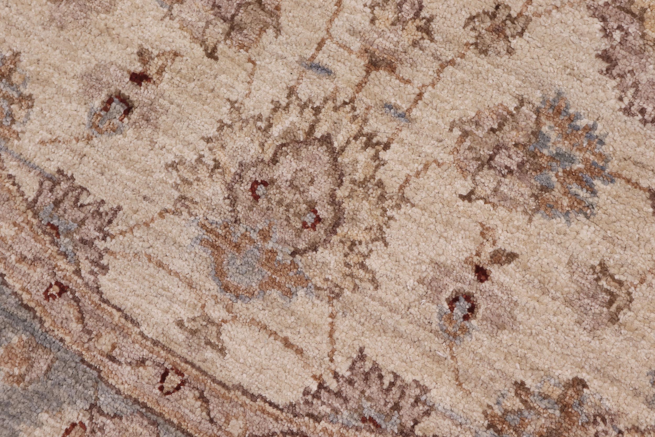 handmade Traditional Kafkaz Ivory Gray Hand Knotted ROUND 100% WOOL area rug 4' x 4'