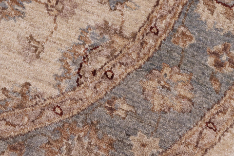 handmade Traditional Kafkaz Ivory Gray Hand Knotted ROUND 100% WOOL area rug 4' x 4'