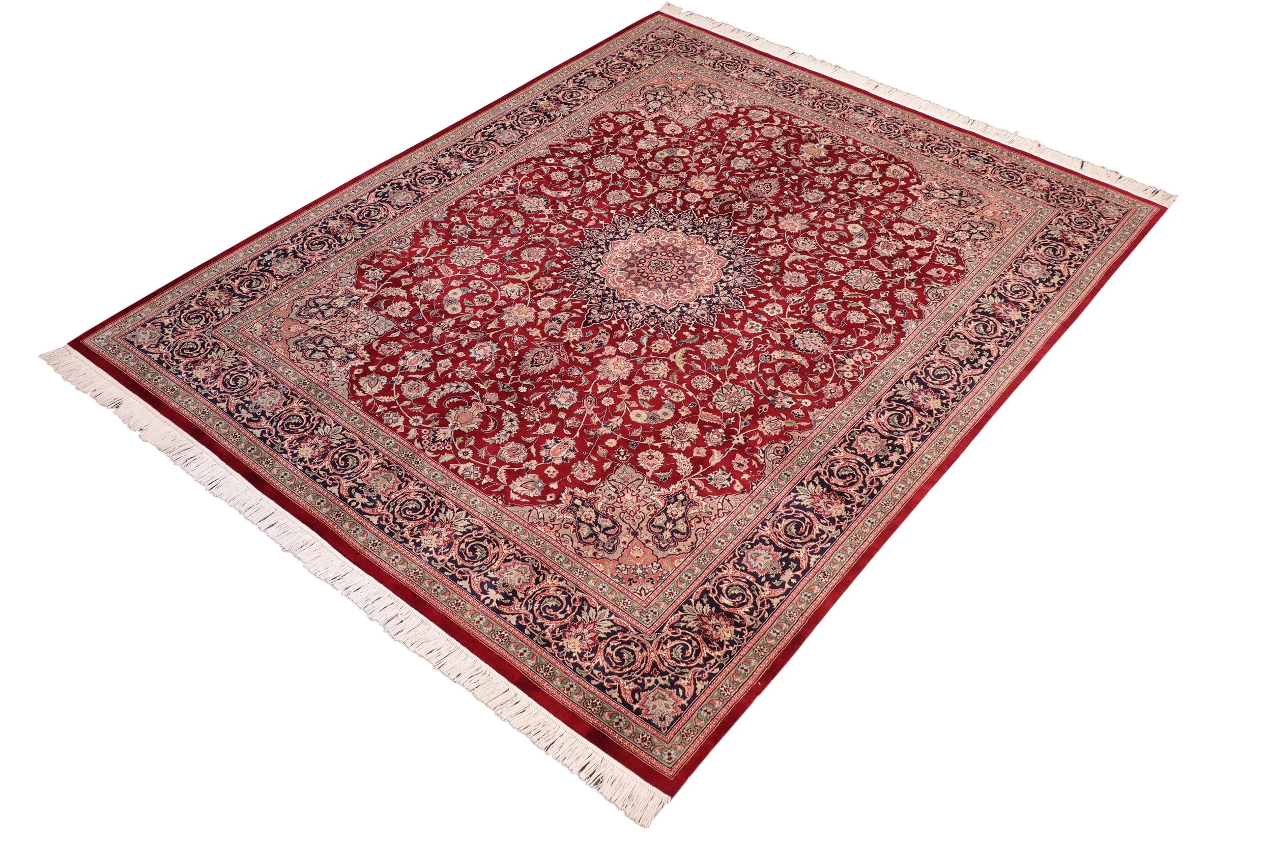 handmade Traditional Isphan Red Blue Hand Knotted RECTANGLE 100% WOOL area rug 8x10