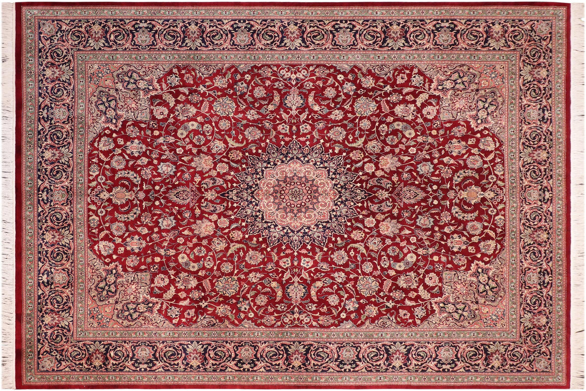 handmade Traditional Isphan Red Blue Hand Knotted RECTANGLE 100% WOOL area rug 8x10