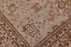 handmade Traditional Design Lt. Blue Tan Hand Knotted RECTANGLE 100% WOOL area rug 6'X9'