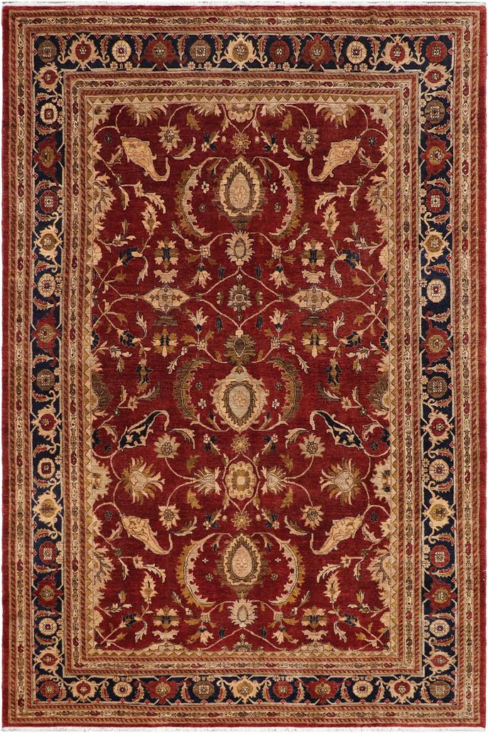 handmade Traditional Kafkaz Rust Blue Hand Knotted RECTANGLE 100% WOOL area rug 9X12