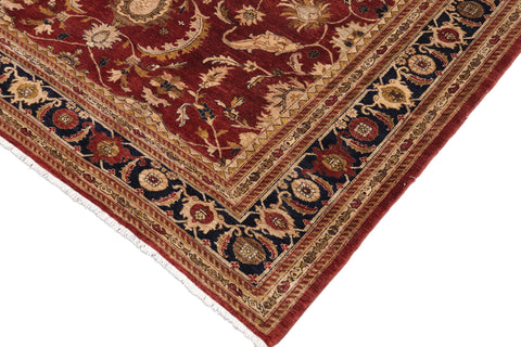 handmade Traditional Kafkaz Rust Blue Hand Knotted RECTANGLE 100% WOOL area rug 9x12