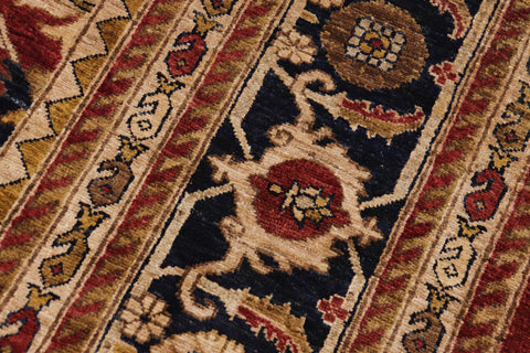 handmade Traditional Kafkaz Rust Blue Hand Knotted RECTANGLE 100% WOOL area rug 9x12
