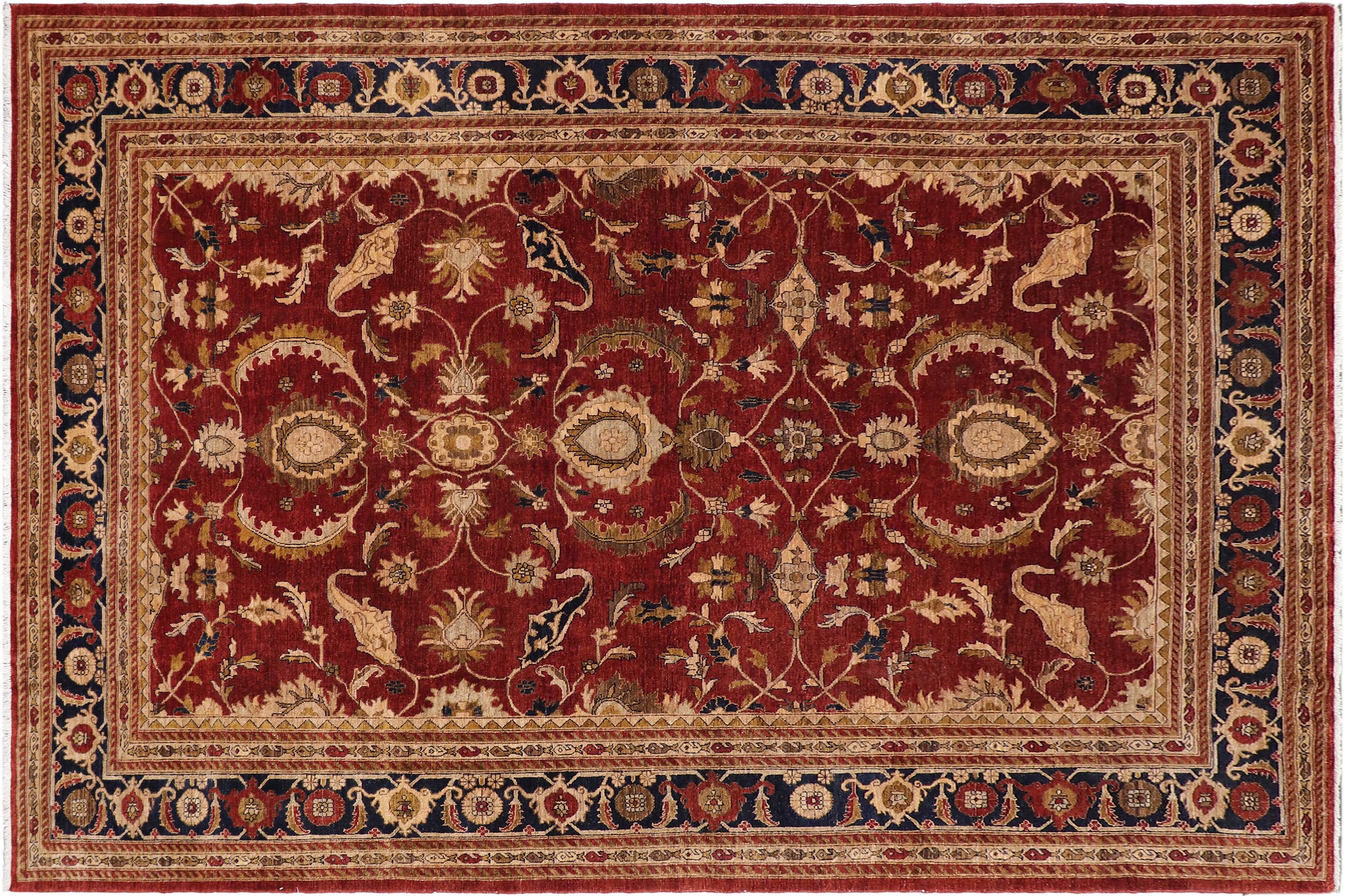 handmade Traditional Kafkaz Rust Blue Hand Knotted RECTANGLE 100% WOOL area rug 9x12