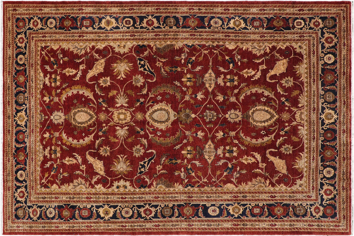 handmade Traditional Kafkaz Rust Blue Hand Knotted RECTANGLE 100% WOOL area rug 9x12
