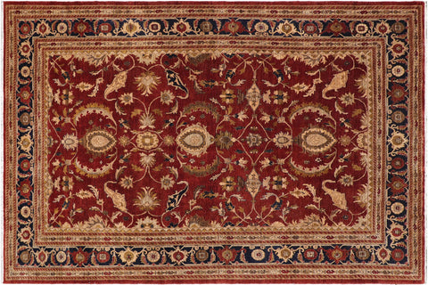 handmade Traditional Kafkaz Rust Blue Hand Knotted RECTANGLE 100% WOOL area rug 9x12