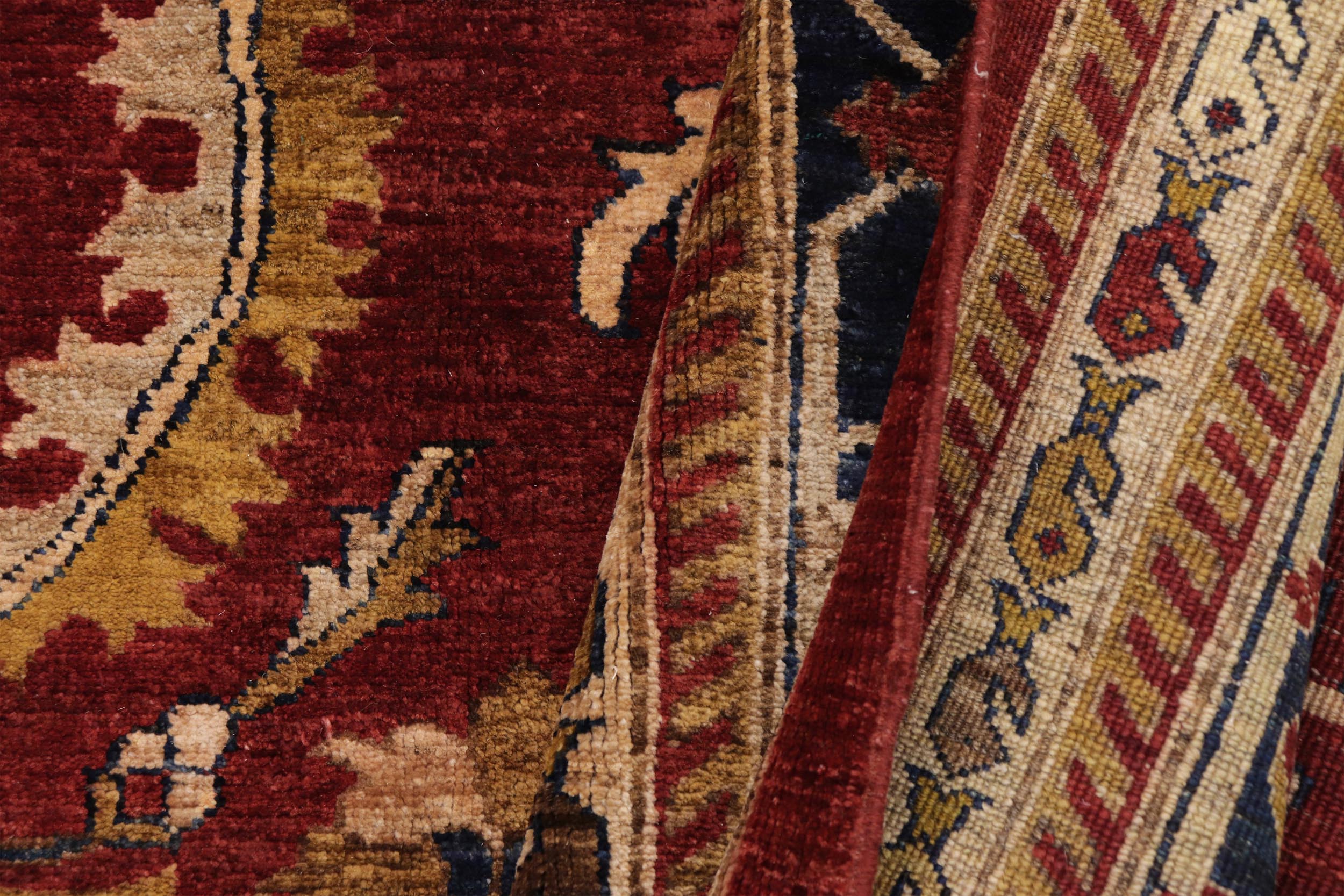 handmade Traditional Kafkaz Rust Blue Hand Knotted RECTANGLE 100% WOOL area rug 9x12