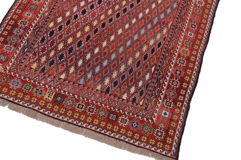 handmade Geometric Soumakh Rust Blue Hand-Woven RECTANGLE 100% WOOL area rug 6 x 8