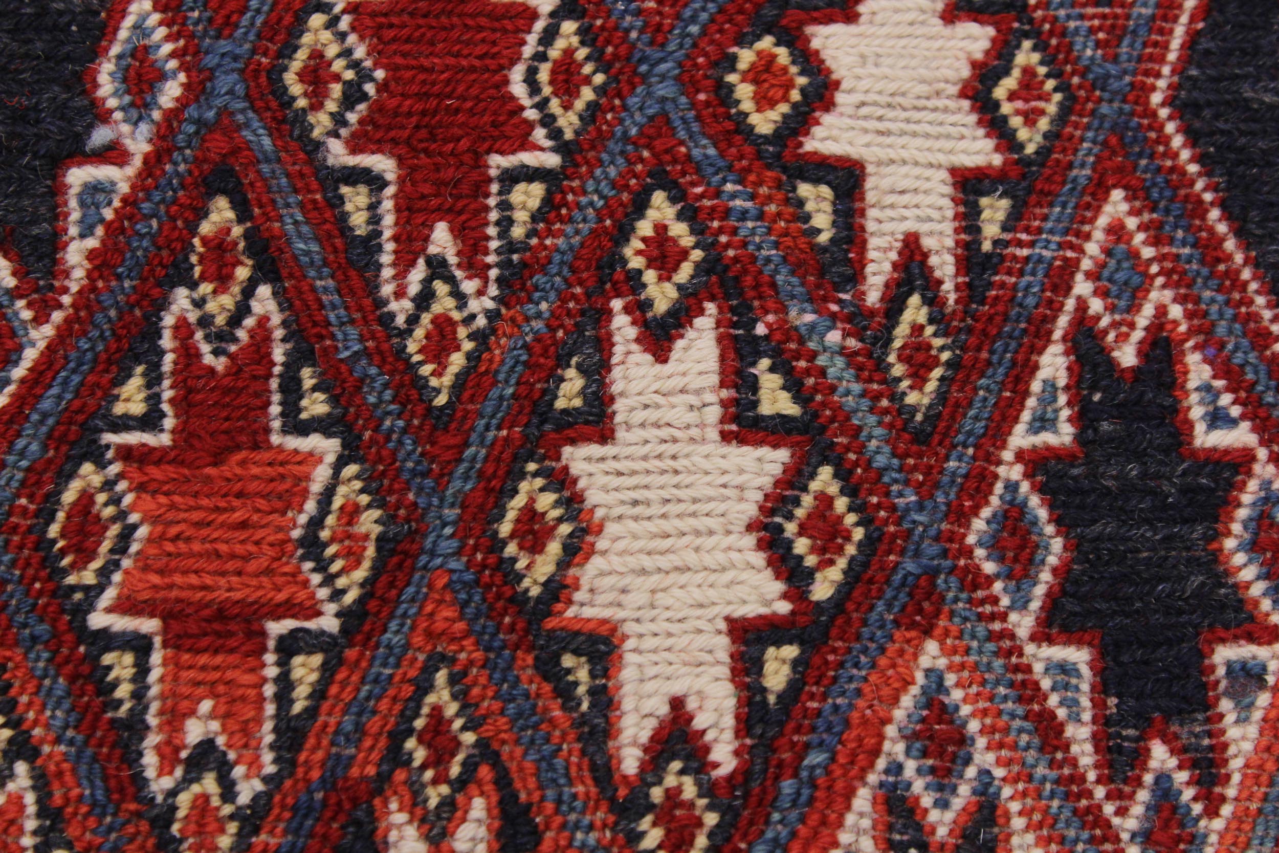 handmade Geometric Soumakh Rust Blue Hand-Woven RECTANGLE 100% WOOL area rug 6 x 8